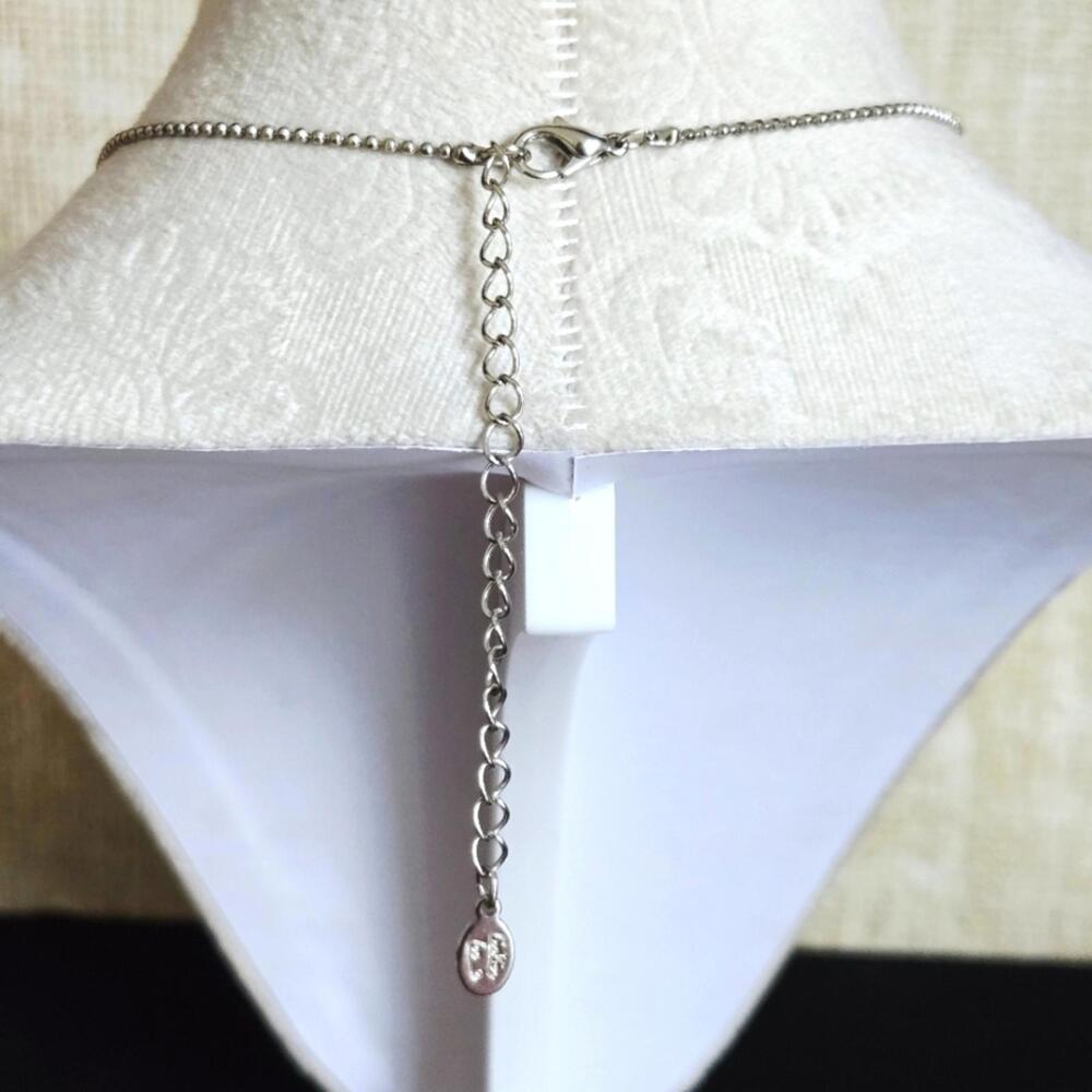 Cookie Lee Genuine Crystal Palm Tree Pendant Dainty Silver Tone Necklace - Picture 3 of 4